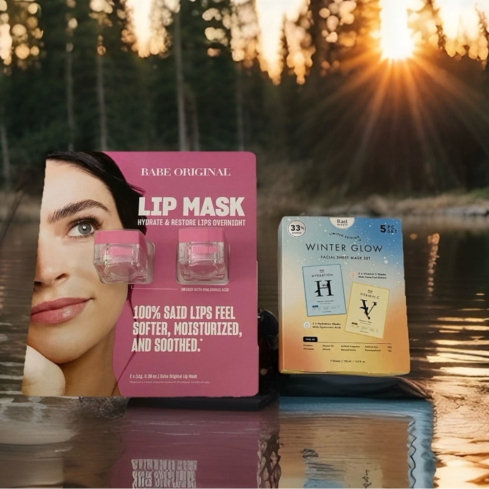 Babe Original Lip Mask + Rael Beauty Limited Edition Winter Glow 5 Facial Masks